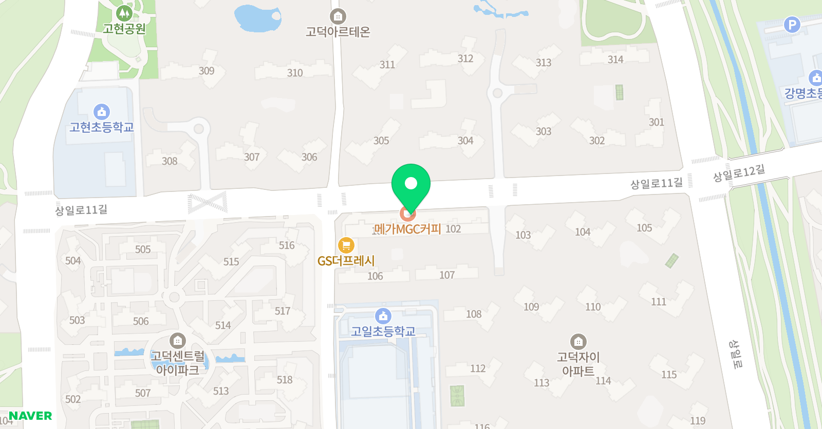 장샘 수학학원 고덕자이관 위치