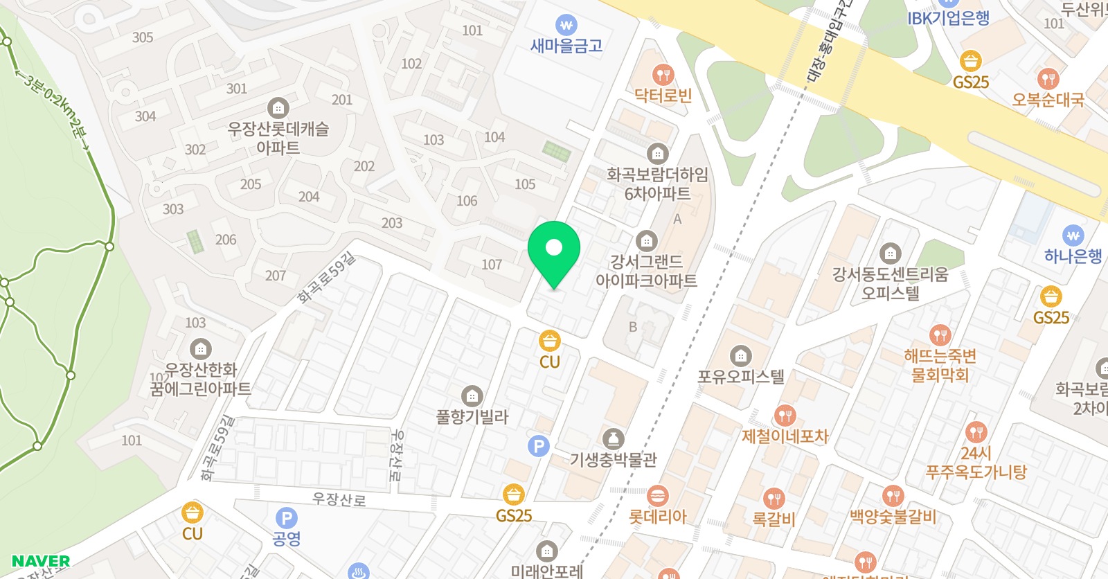 명품이앤엠 학원 위치