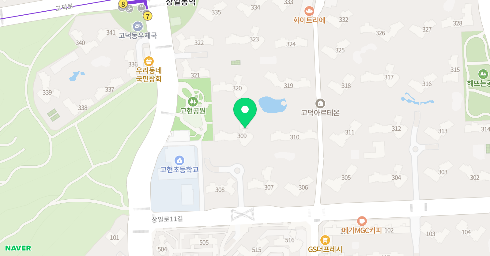 아소비 고덕아르테온점 위치