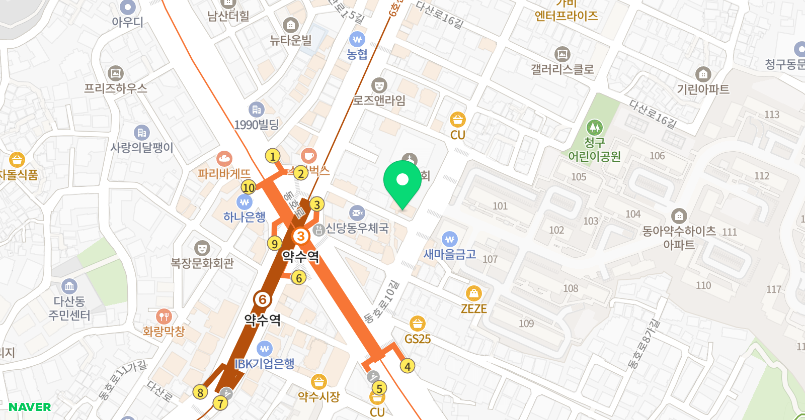 PK 대치스마트에듀약수점 학원 위치