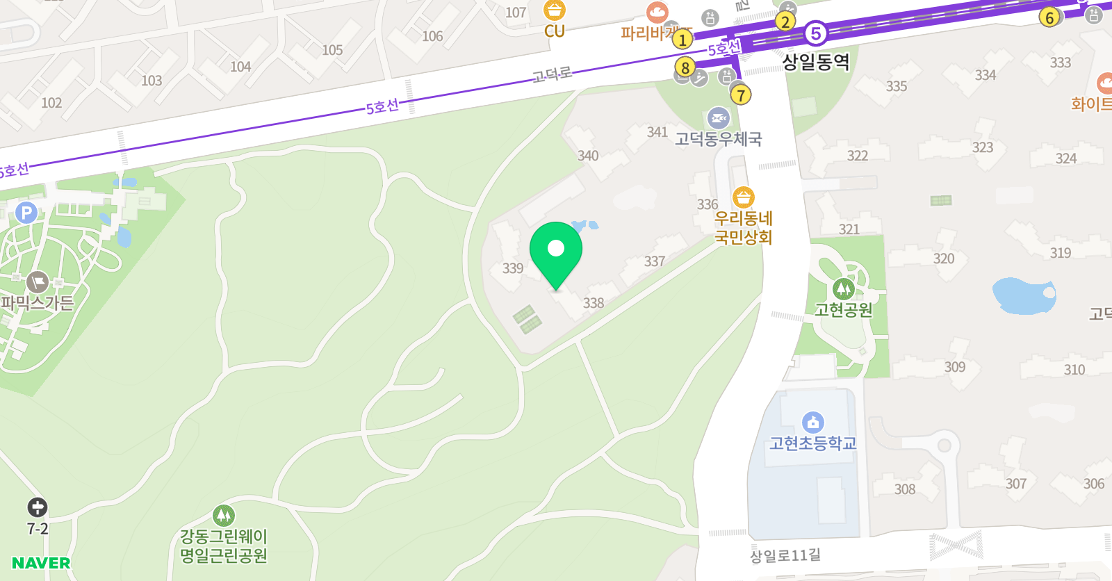 아소비 공부방 고덕 아르테온 2점 위치
