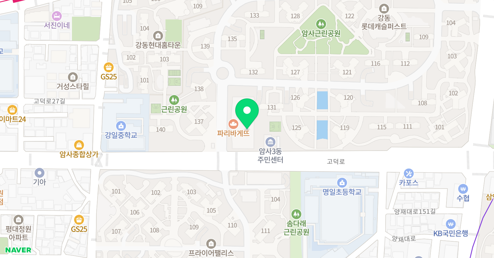 키즈스피치 예소스 강동고덕센터 위치
