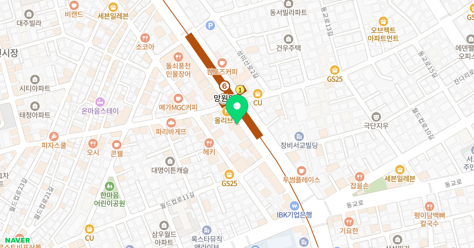 마포서정 학원 망원본원 위치