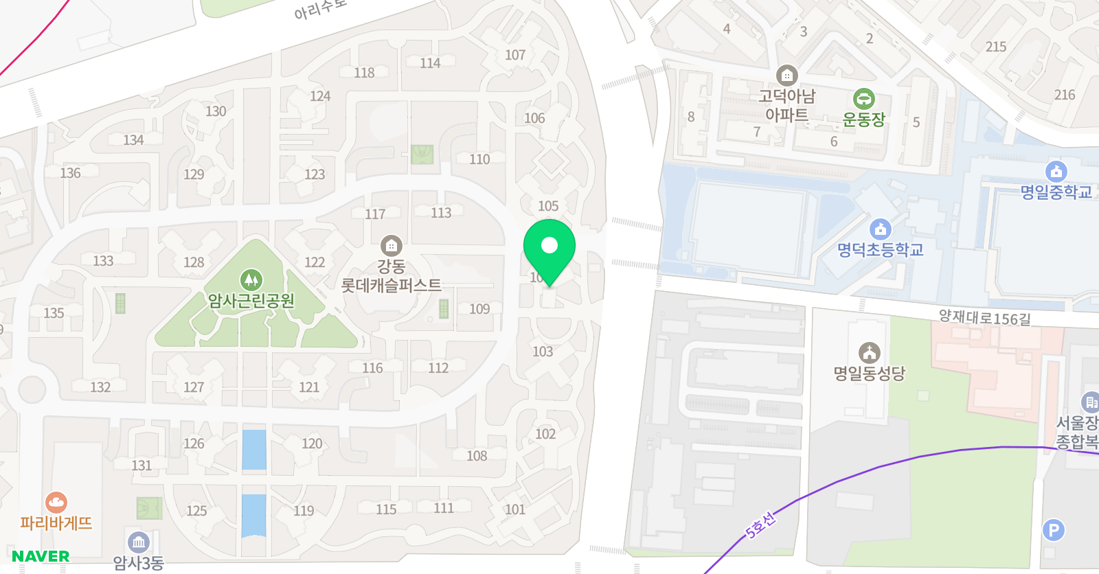 플레이팩토 강동롯데캐슬104동 위치