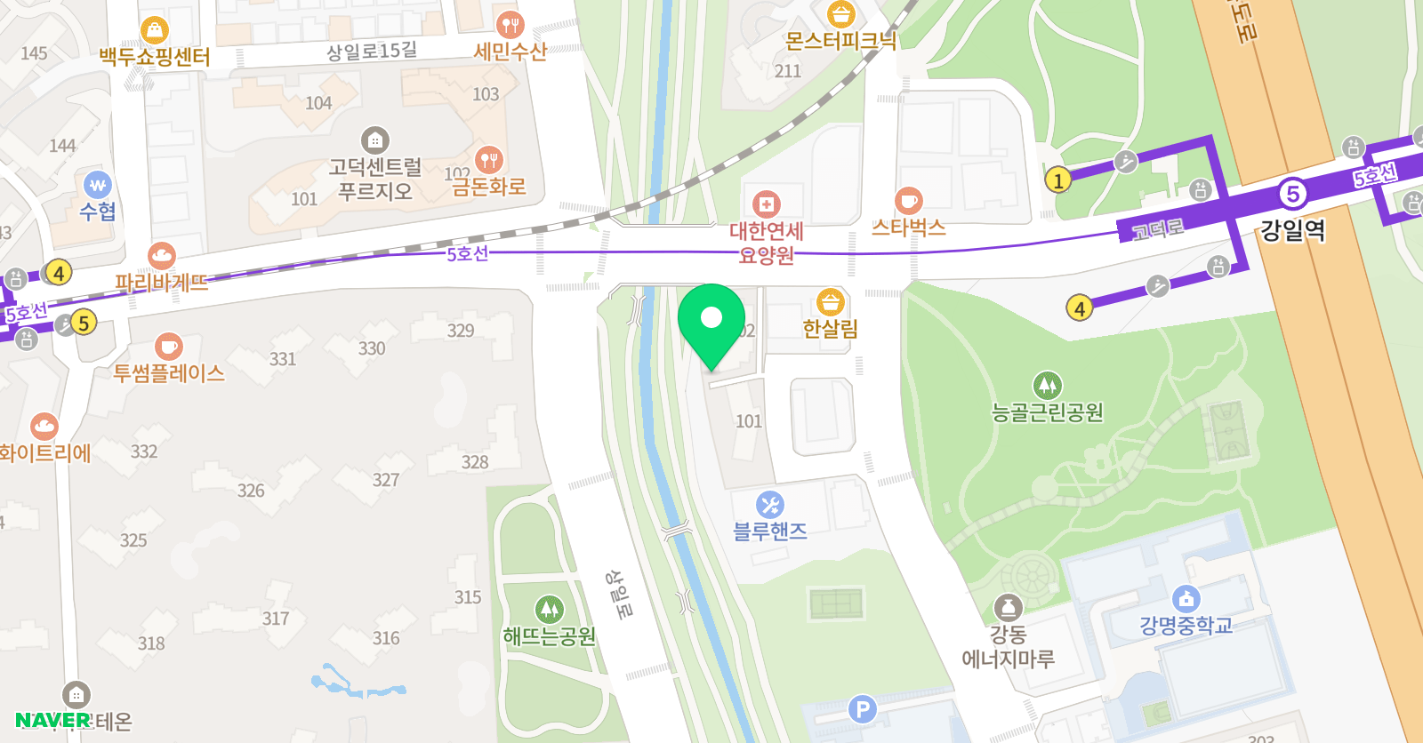 강동파인만학원 강일초중특별관 위치