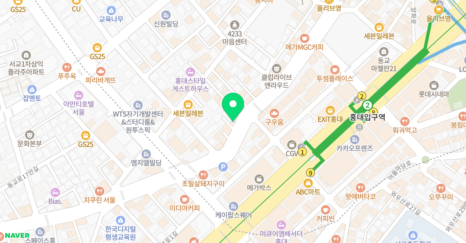 KMC 홍대 실용음악학원 위치