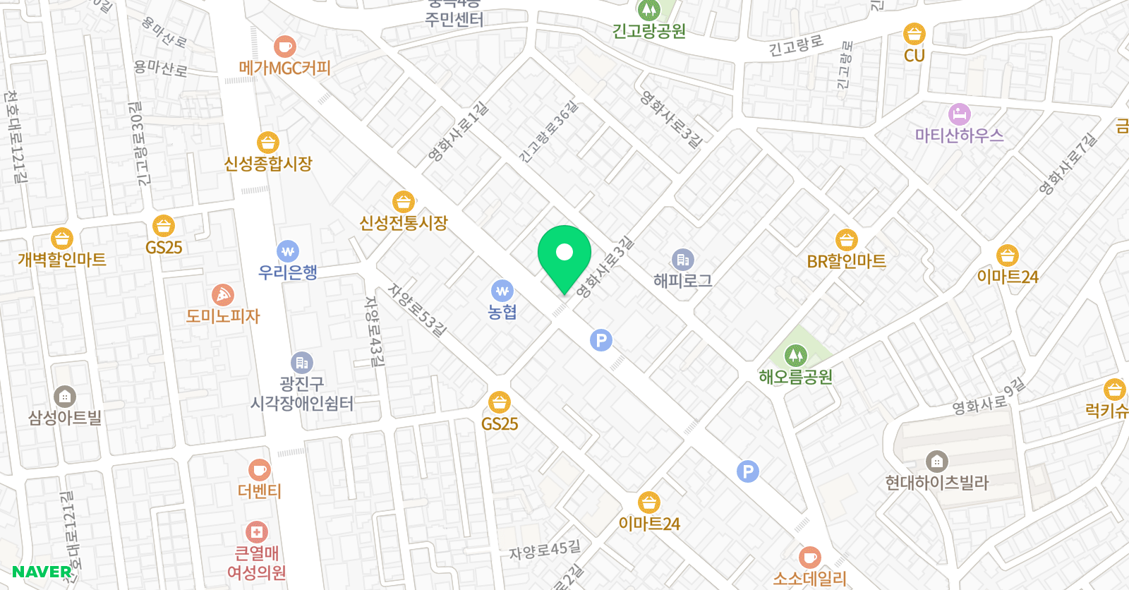 튼튼영어마스터클럽 보습학원 광진중곡 위치