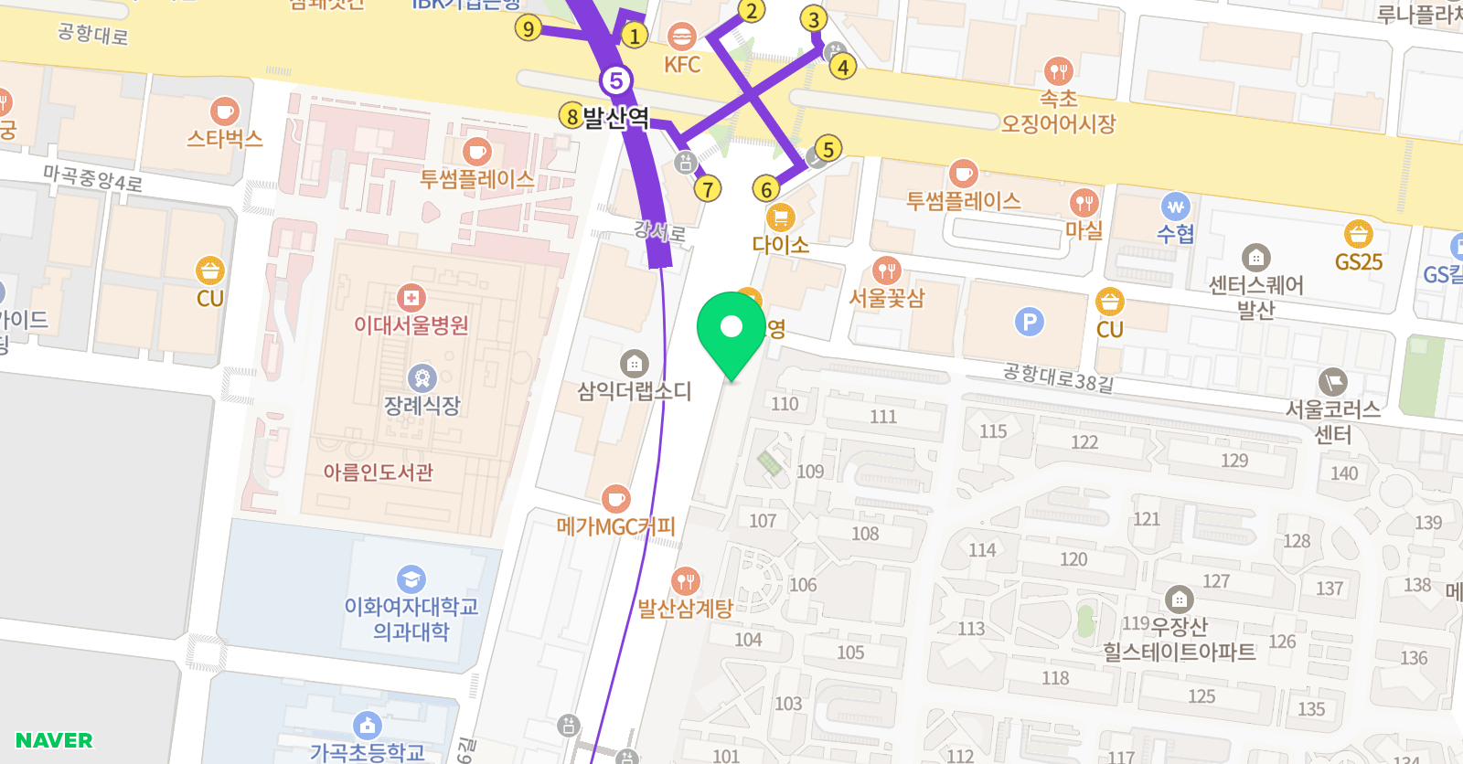 키즈스피치 마루지 강서점 위치