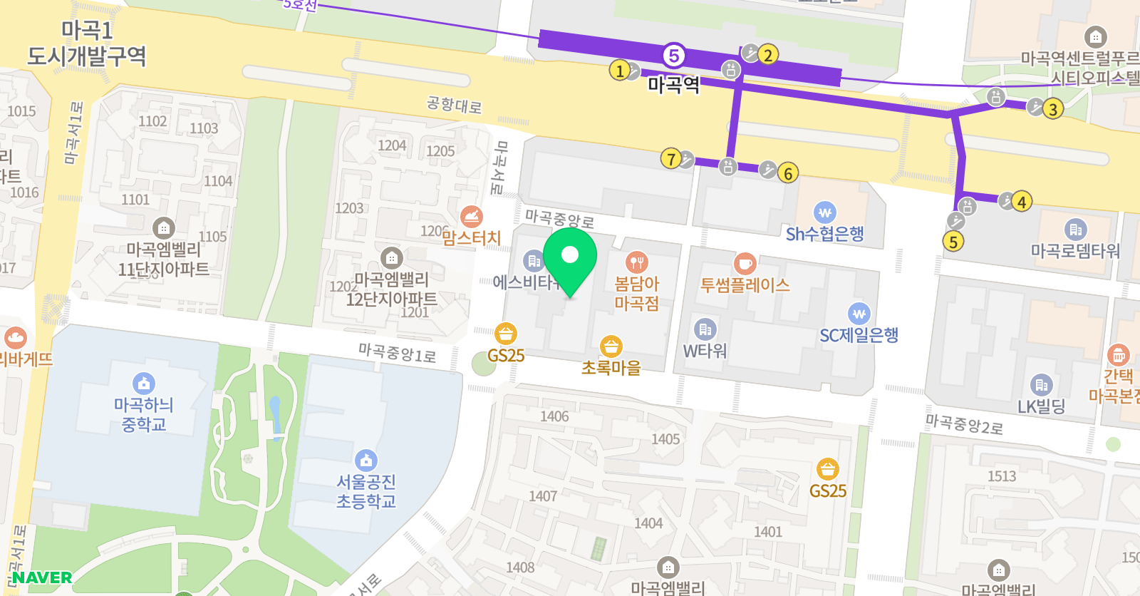 씨앤씨 학원 마곡특목4관 위치