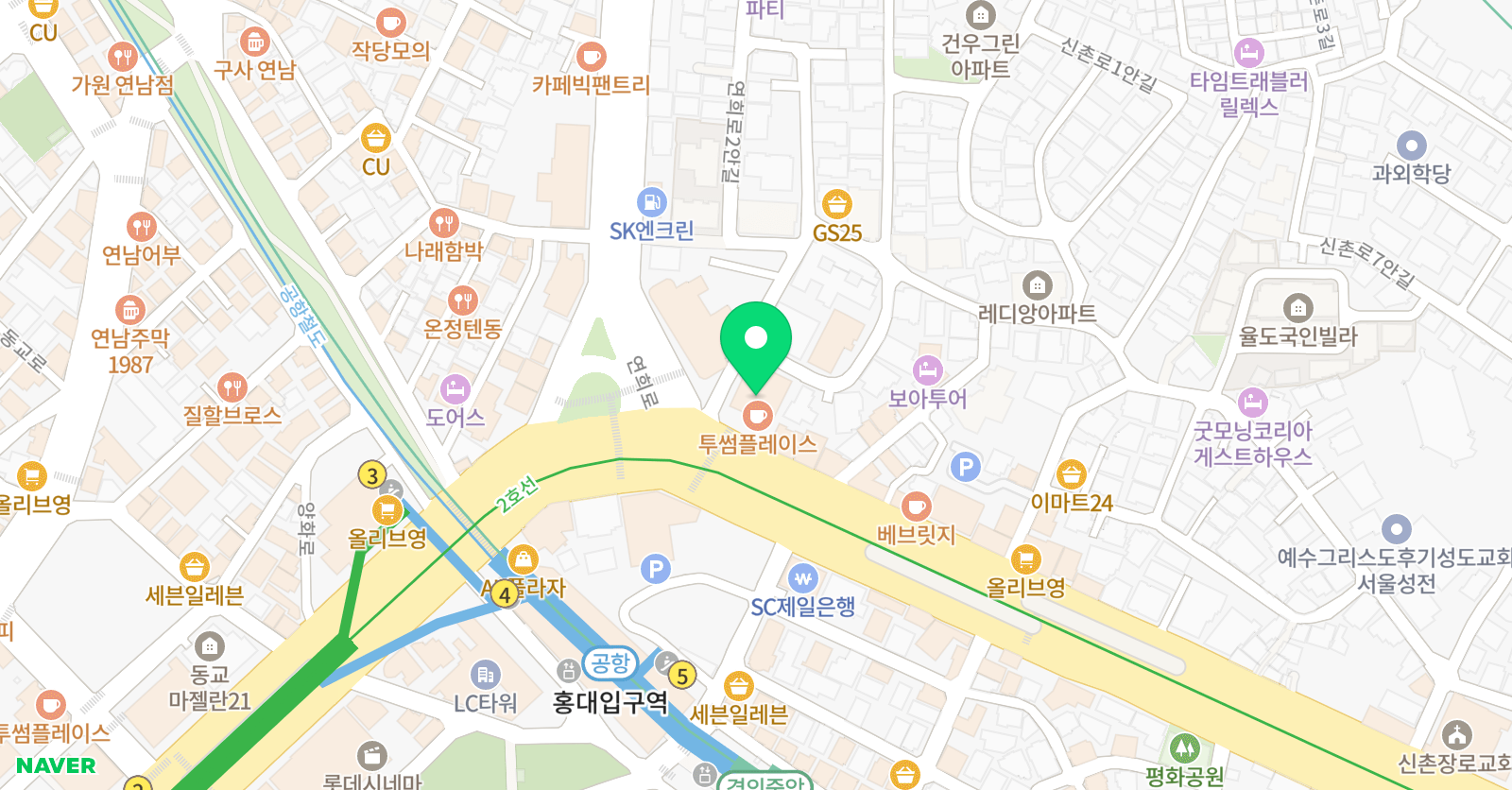 브로드웨이뮤지컬센터 학원 홍대점 위치