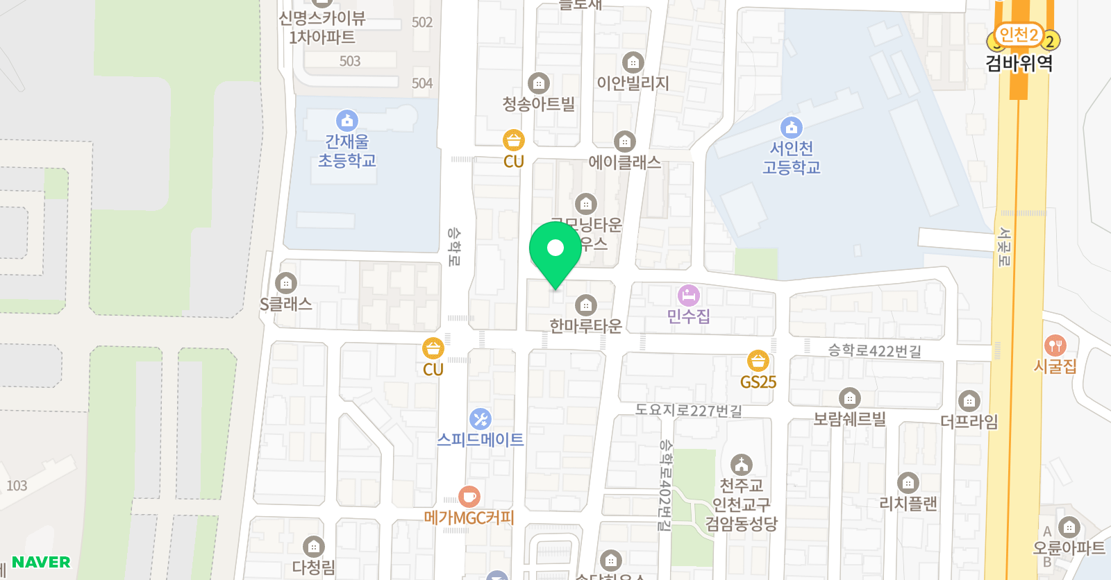 한솔교육 검암간재울교실 위치