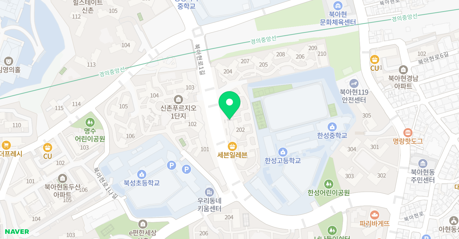 한우리 독서토론논술 교습소 북아현신촌푸르지오 위치