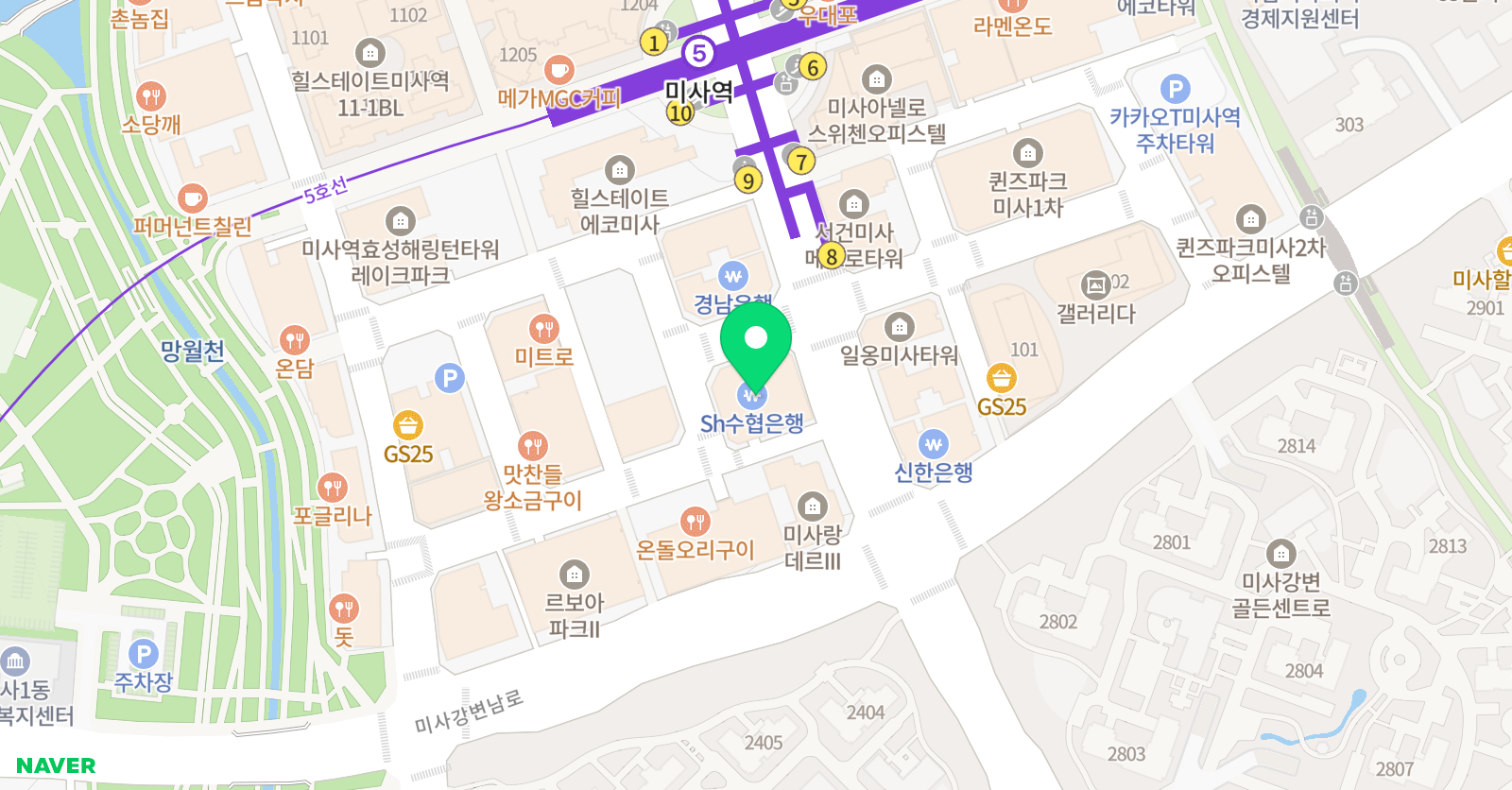 The 비채 태권도학원 미사점 위치