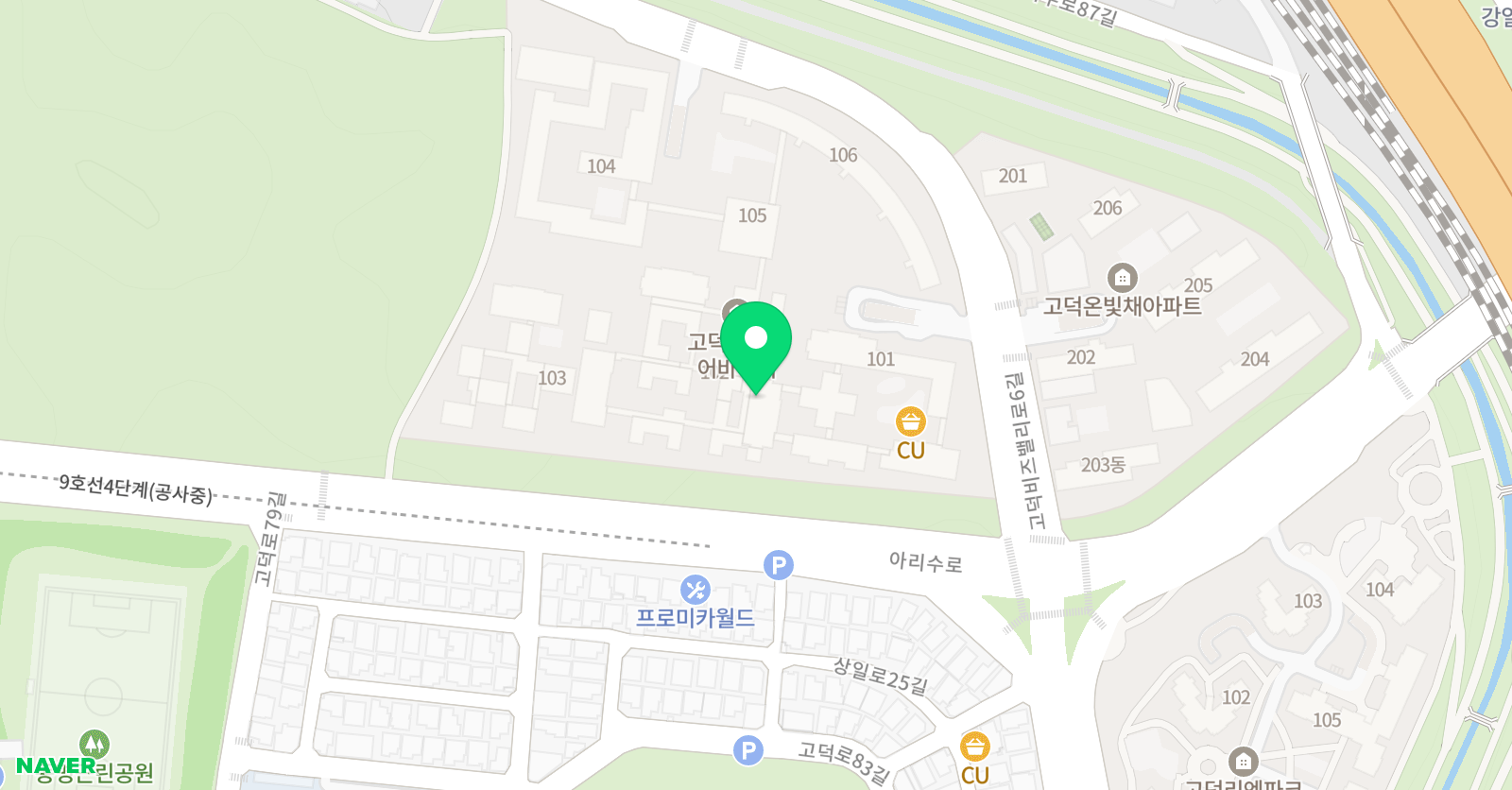 아소비 고덕풍경채어바니티점 위치