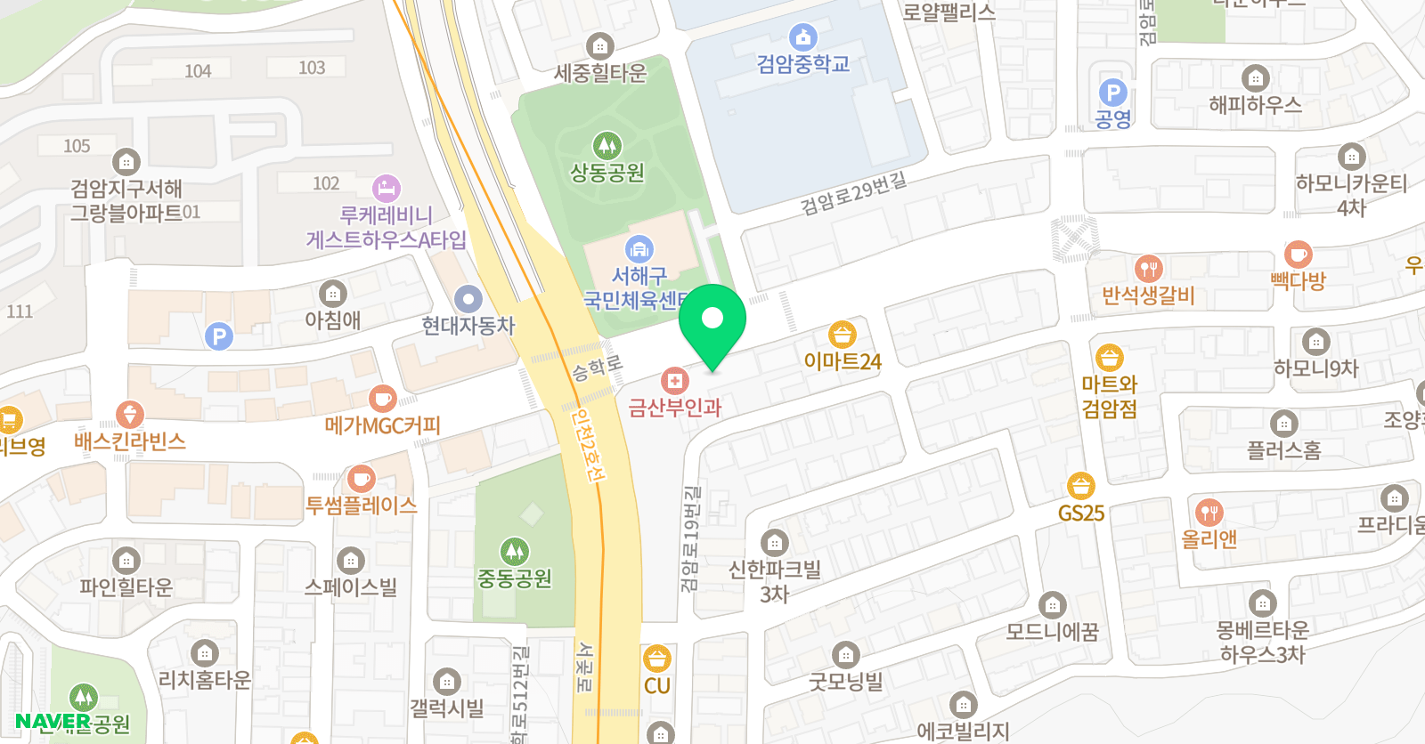아담스 E&M 학원 위치