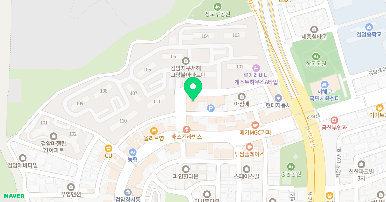압구정명문 학원 검암점 위치