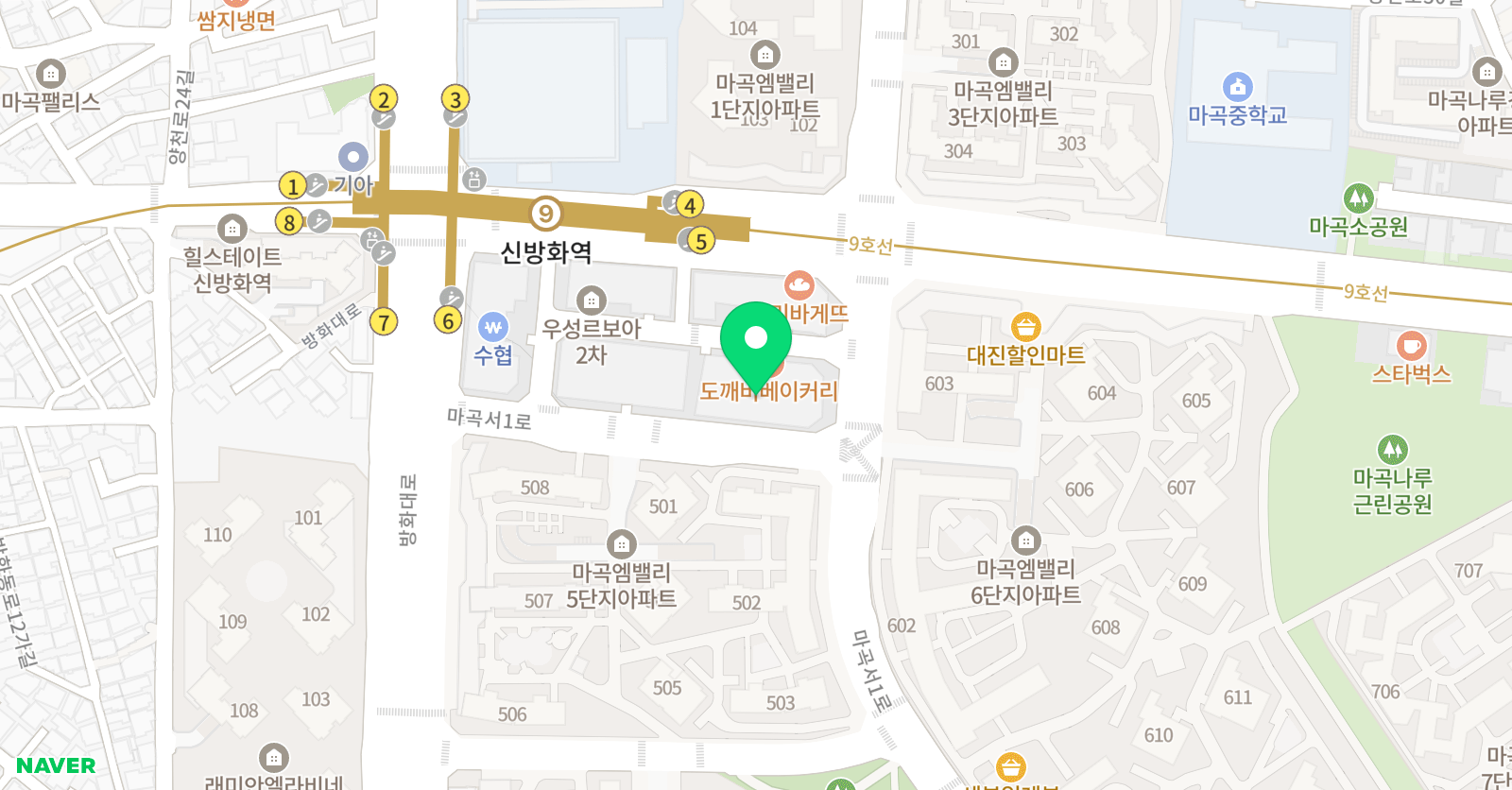 1001의행복한학원 마곡본원 위치