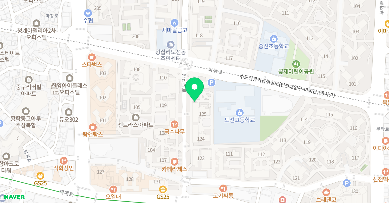 숲속무지개 미술 위치