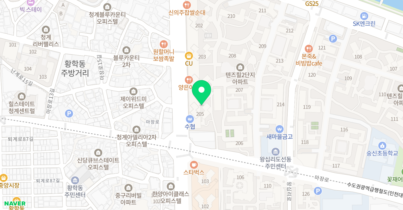 오르다샘앤클래스 왕십리센터 위치