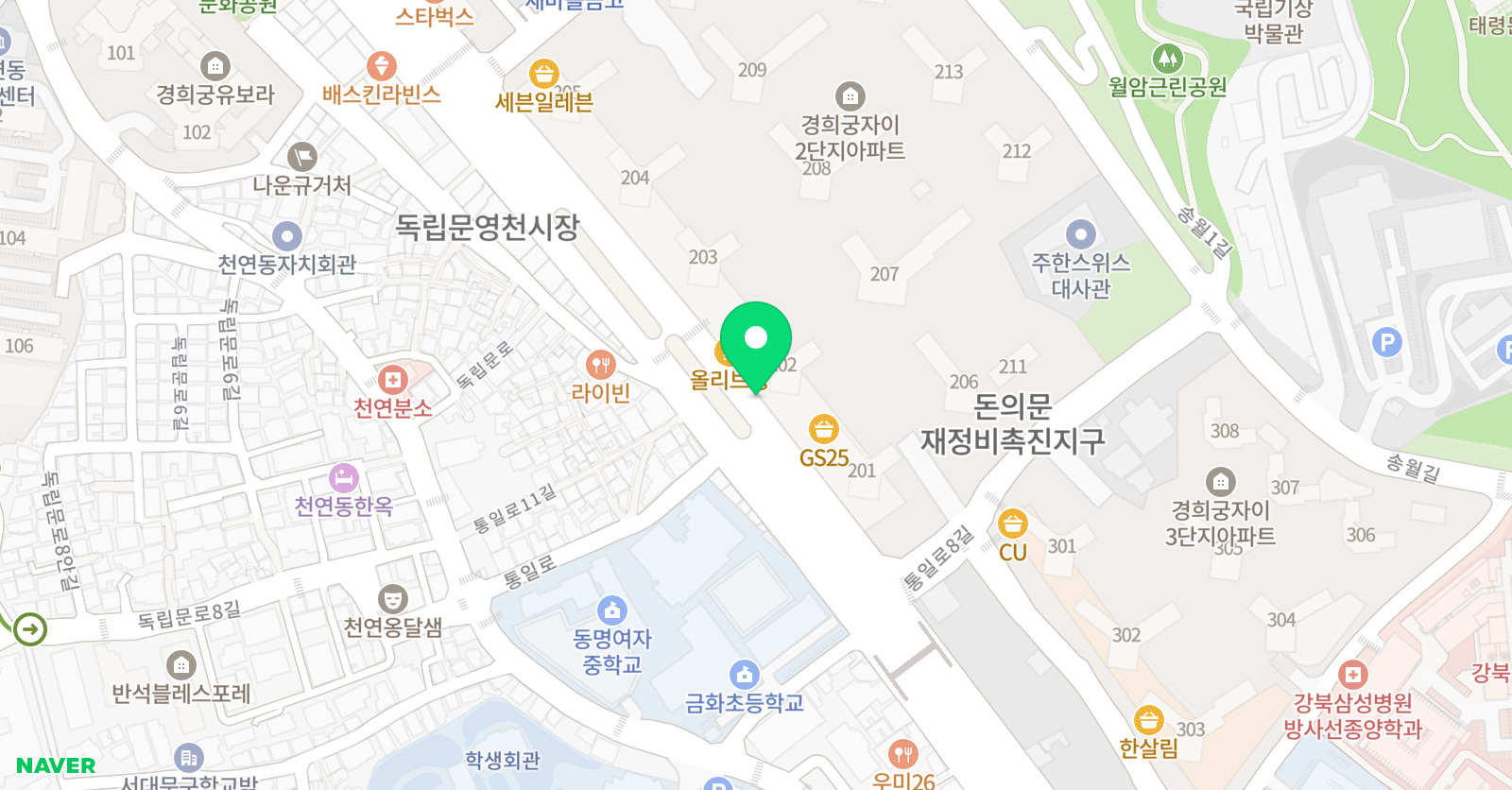 제이커브 학원 경희궁자이관 위치