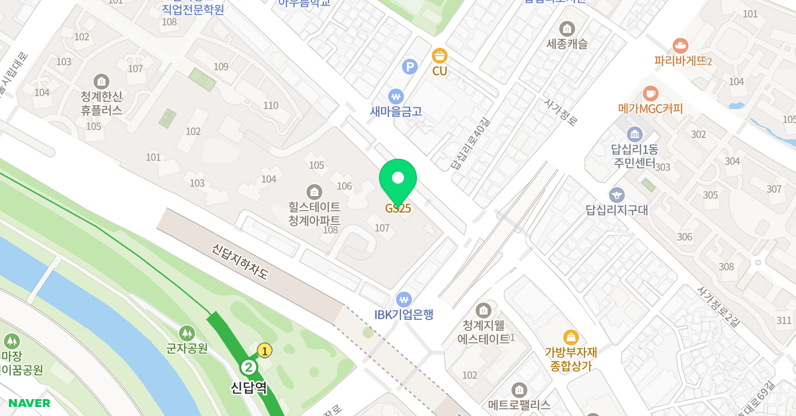 그린아트스콜레 그린그림 학원 답십리점 위치