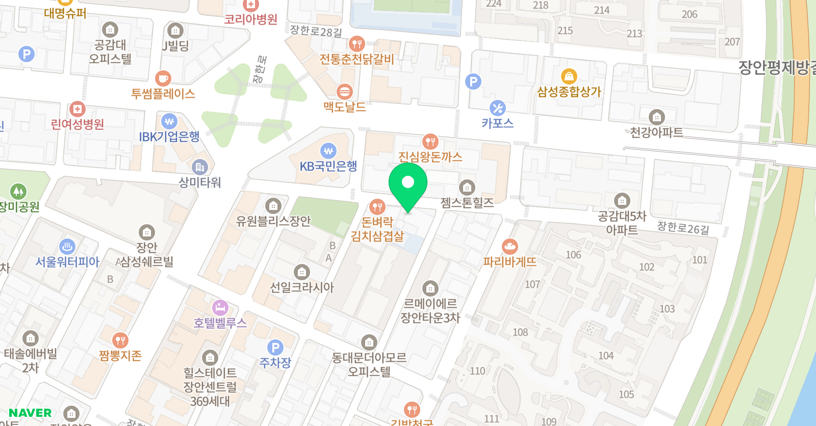 몸선 무용학원 장안점 위치