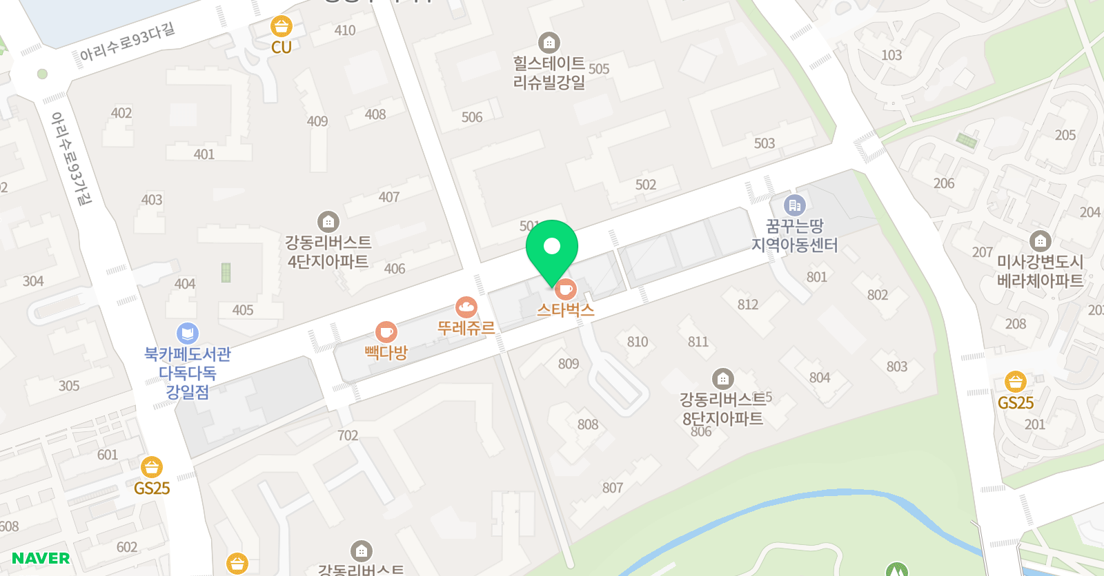 아트앤하트 미술학원 강일리버스트 위치