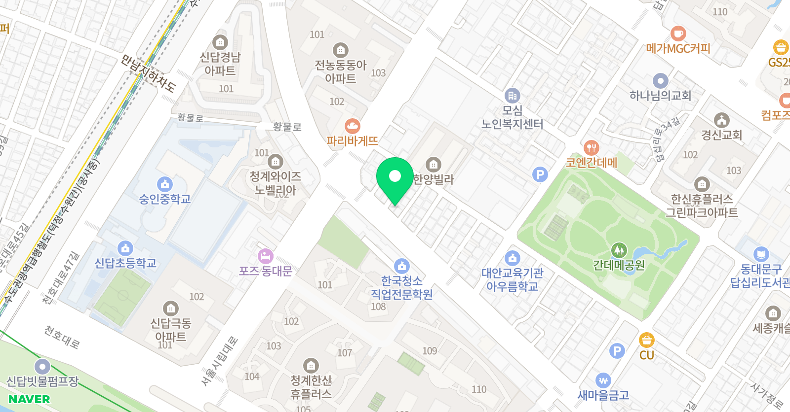 홍익아이숲 미술 위치