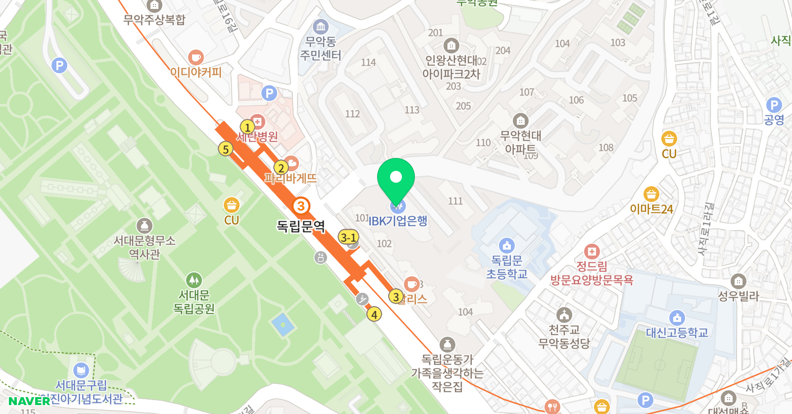 독립문 미술 아이 위치