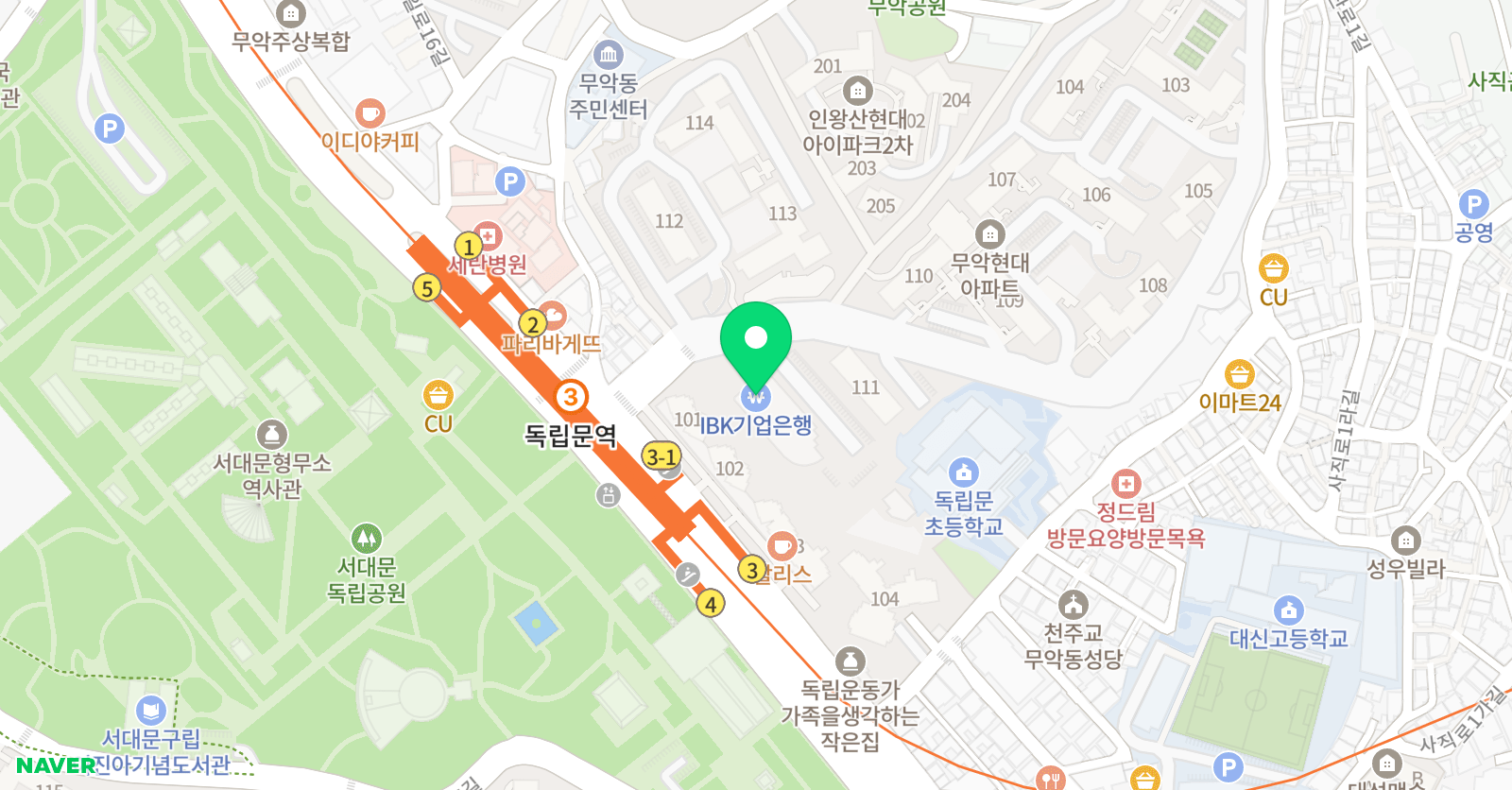 웅진씽크빅 씽크빅학원 무악센터 위치