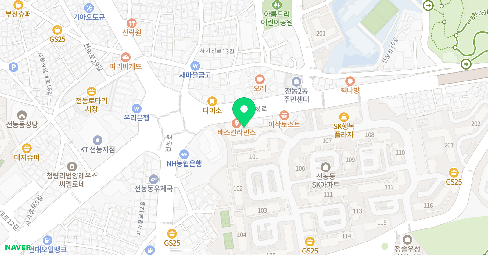 빨간펜 수학의달인 전농SK점 위치