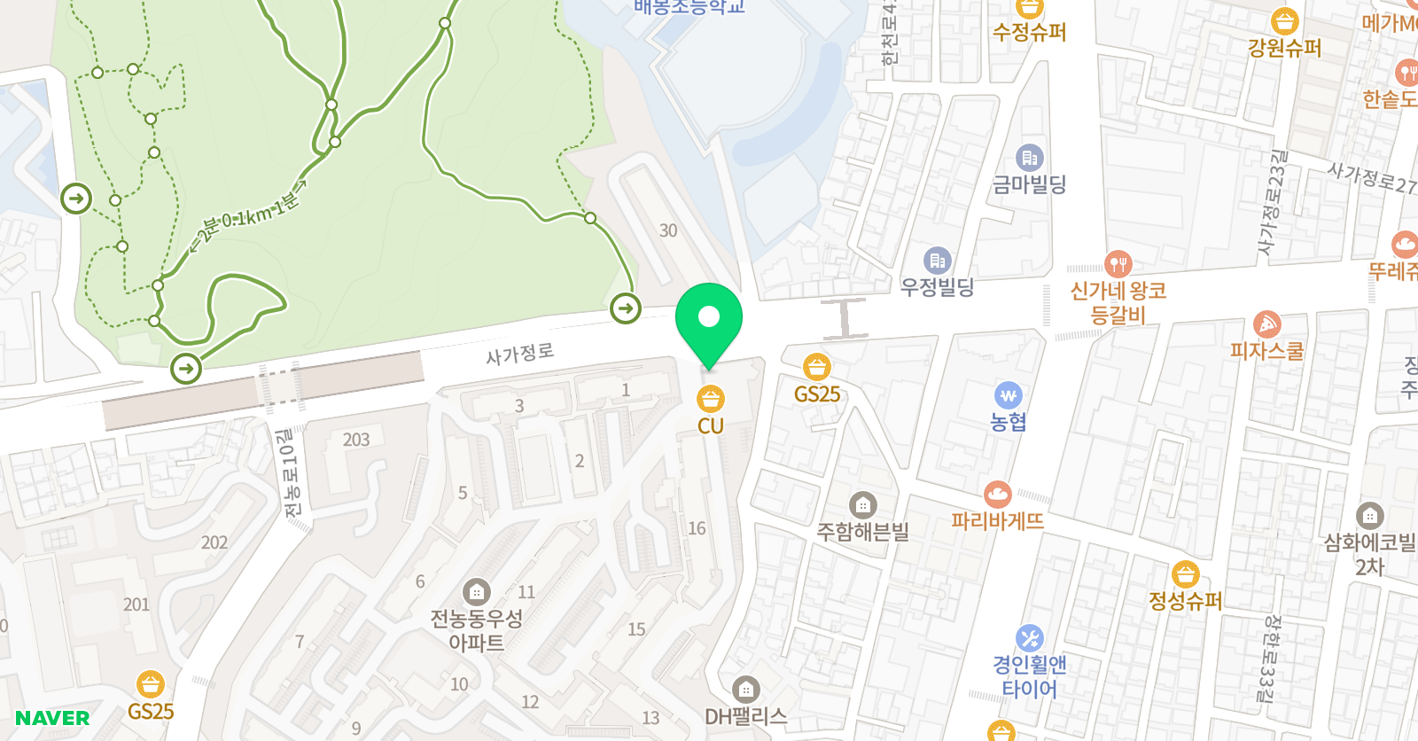 빨간펜 수학의달인 배봉점 위치