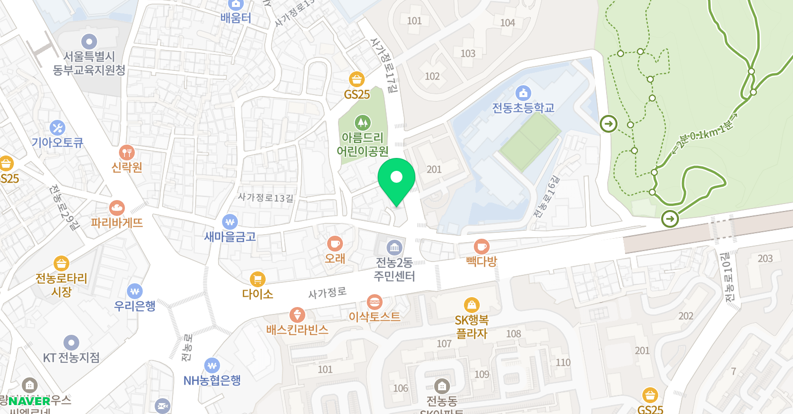 용인대백호 태권도 위치
