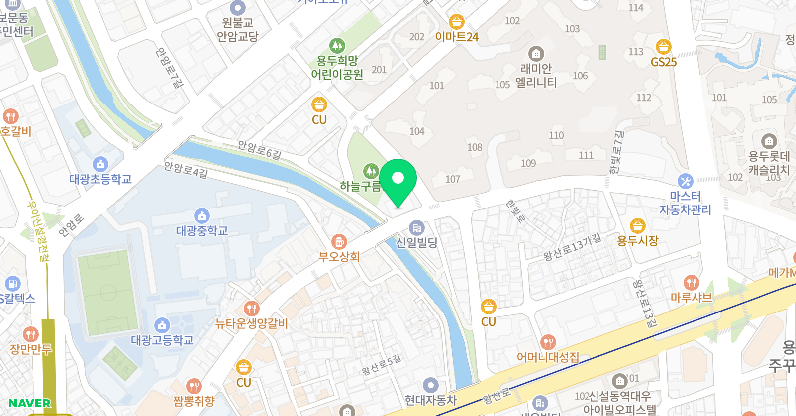 힐사이드컬리지잇주니어 왕십리뉴타운 어학원 위치