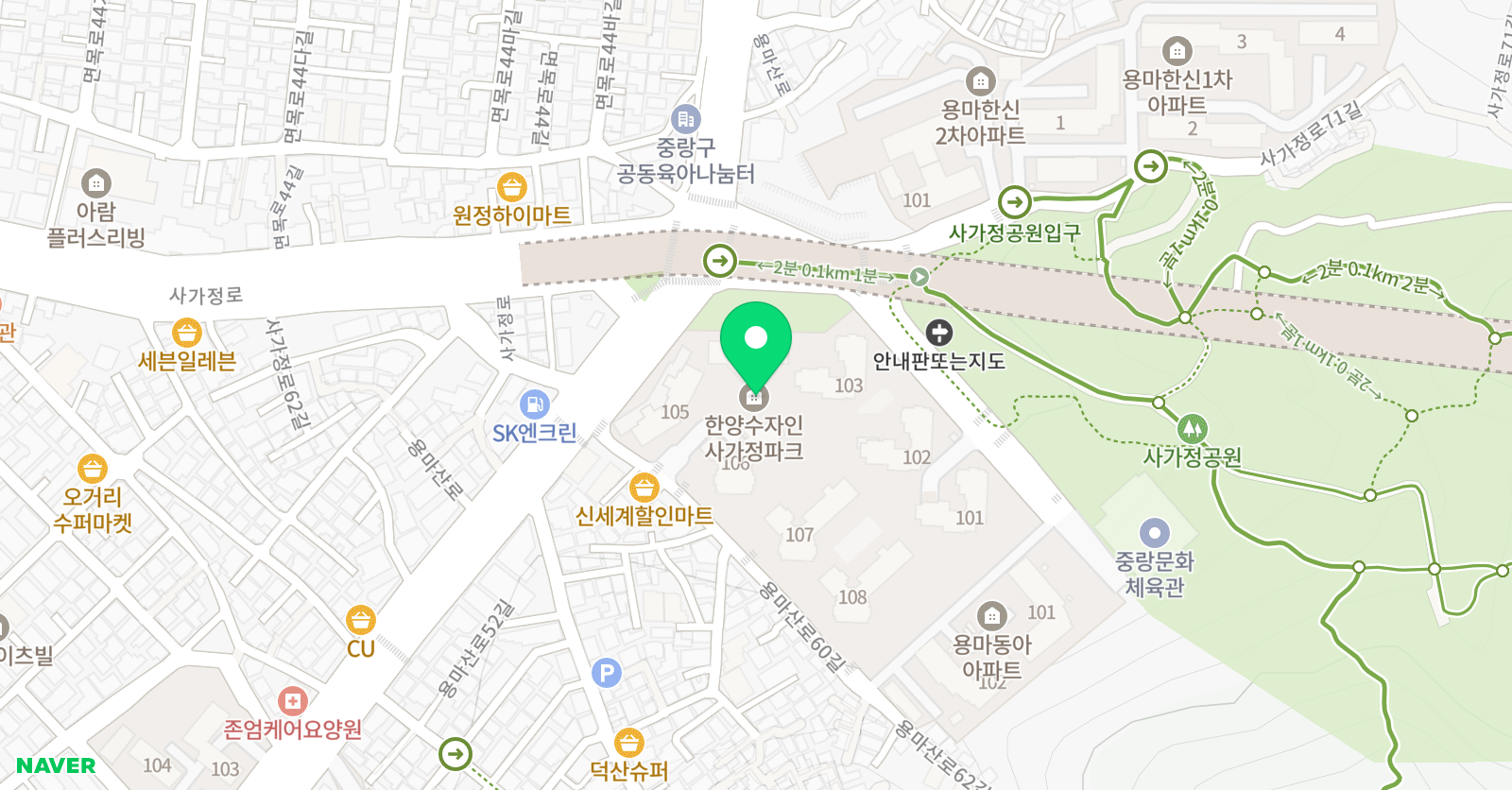 링키홈 면목한양수자인점 위치