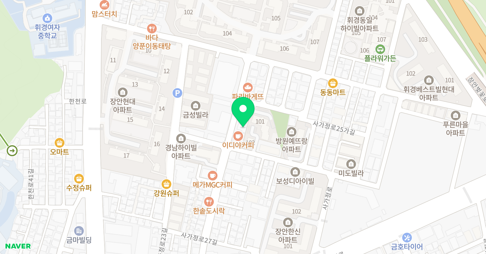 쓰리원장안 학원 동대문장안점 위치