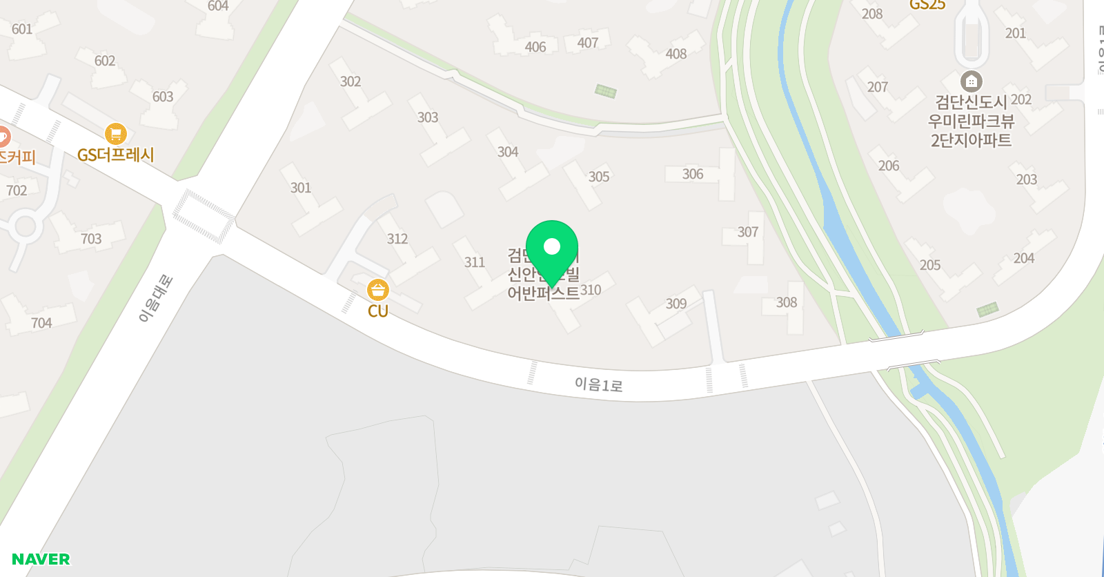 뮤엠 영어학원 검단신안인스빌 NEST 위치