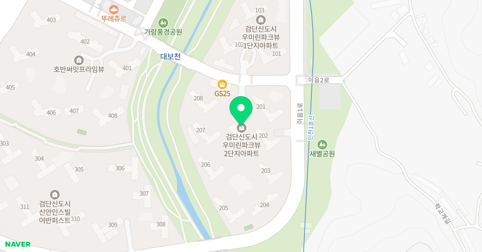 링키영어 검단우미린파크뷰점 위치
