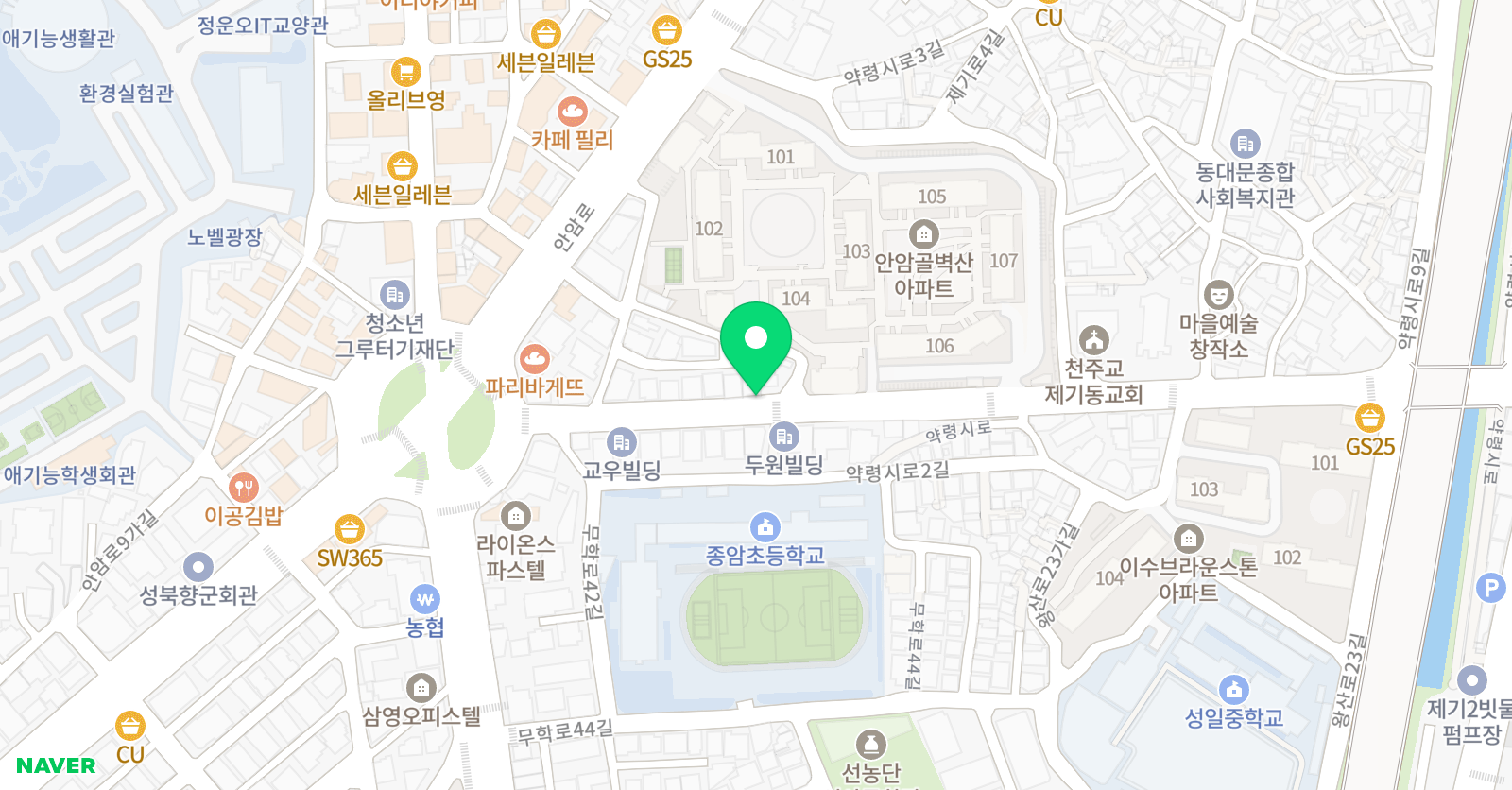 뮤엠 영어학원 제기캠퍼스 위치