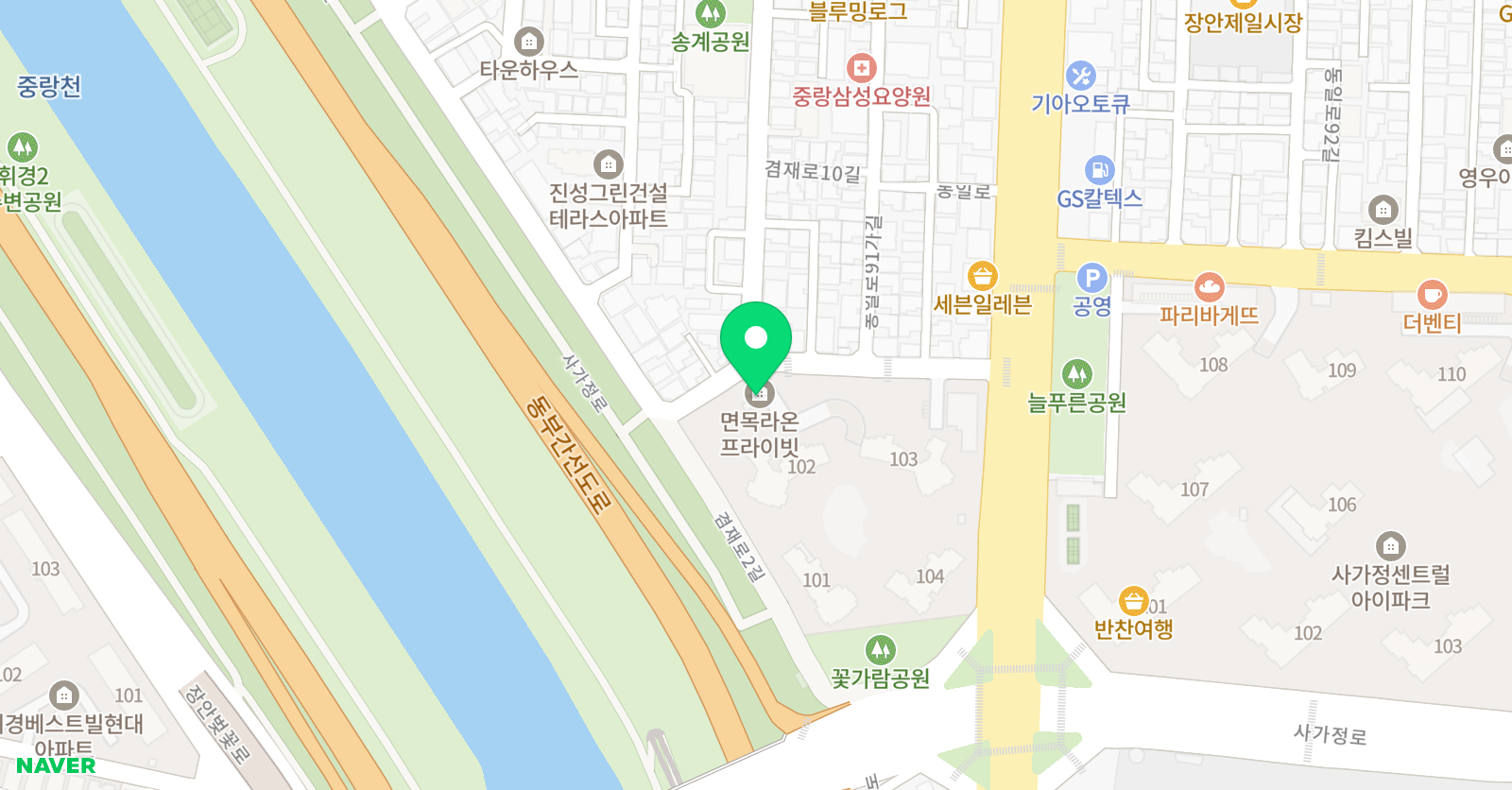 아소비 중랑사가정라온점 위치