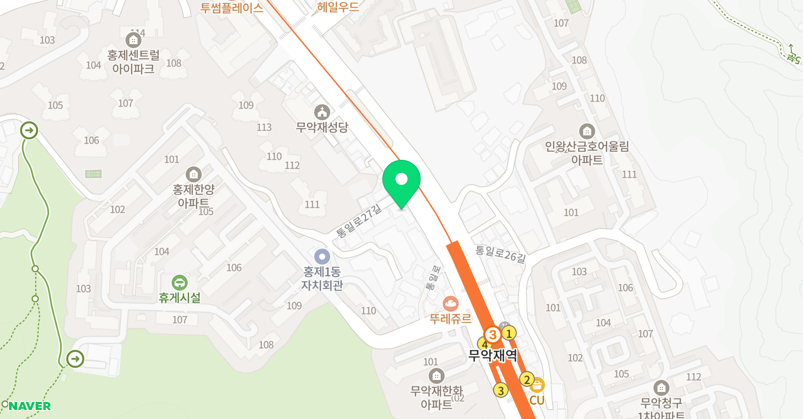 엠제이팀 어린이스포츠클럽 홍제점 위치