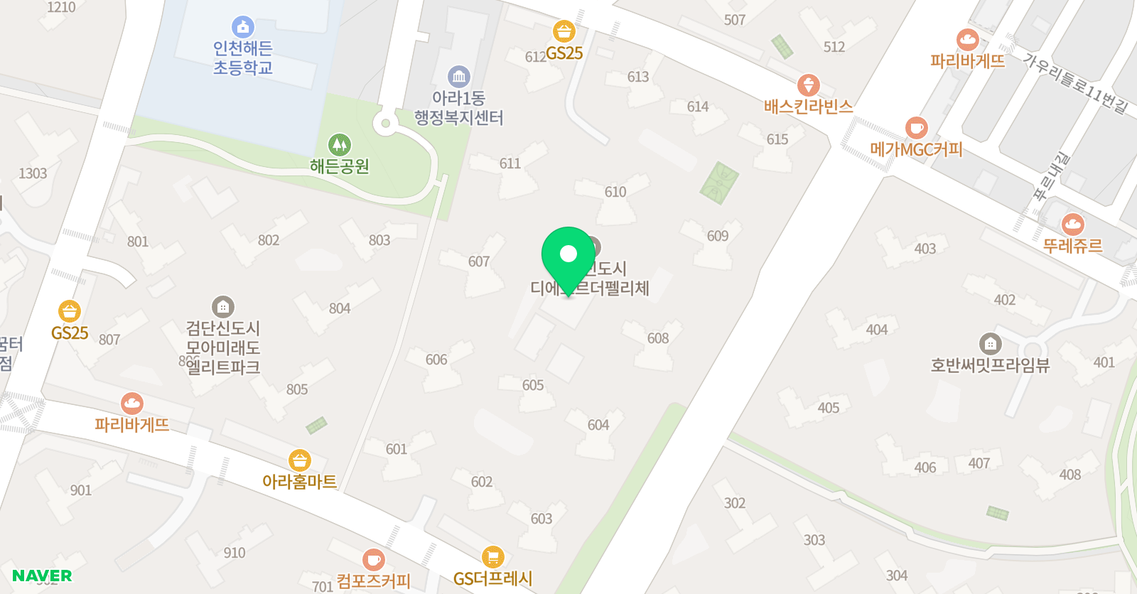 당하옐로비아트 미술학원 위치