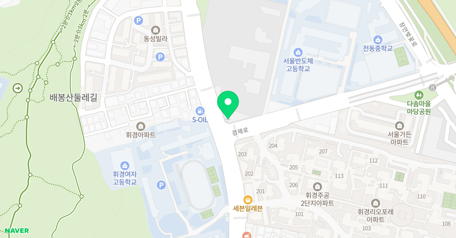 허지스 영앤수학원 위치