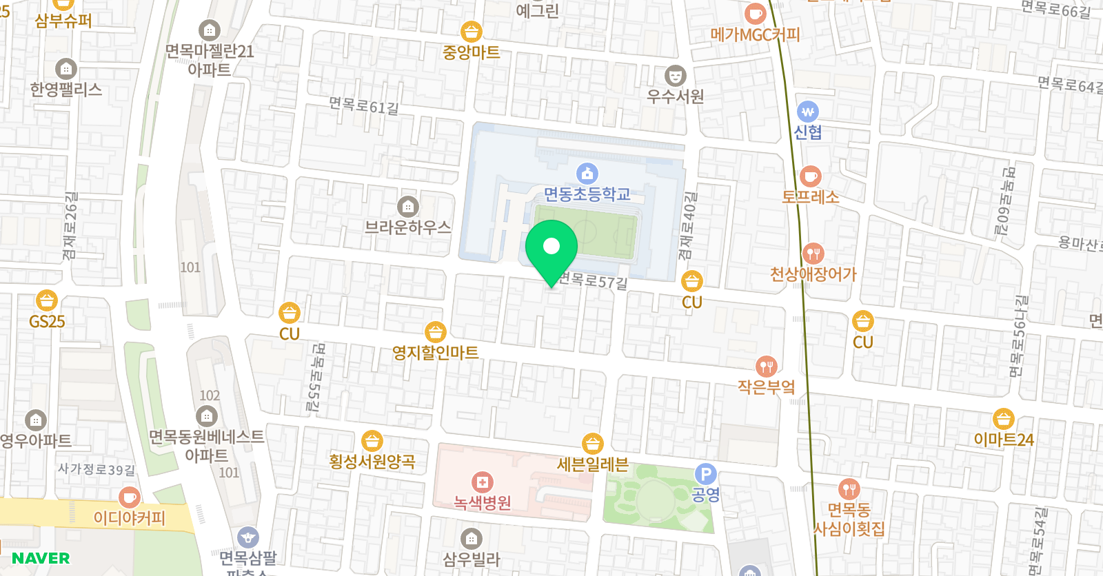 지앤비 어학원 면동캠퍼스 위치