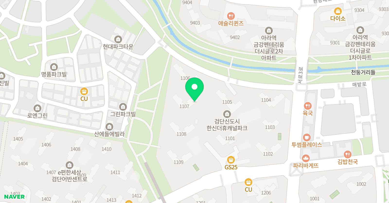 아소비 학원 인천 검단한신더휴점 위치
