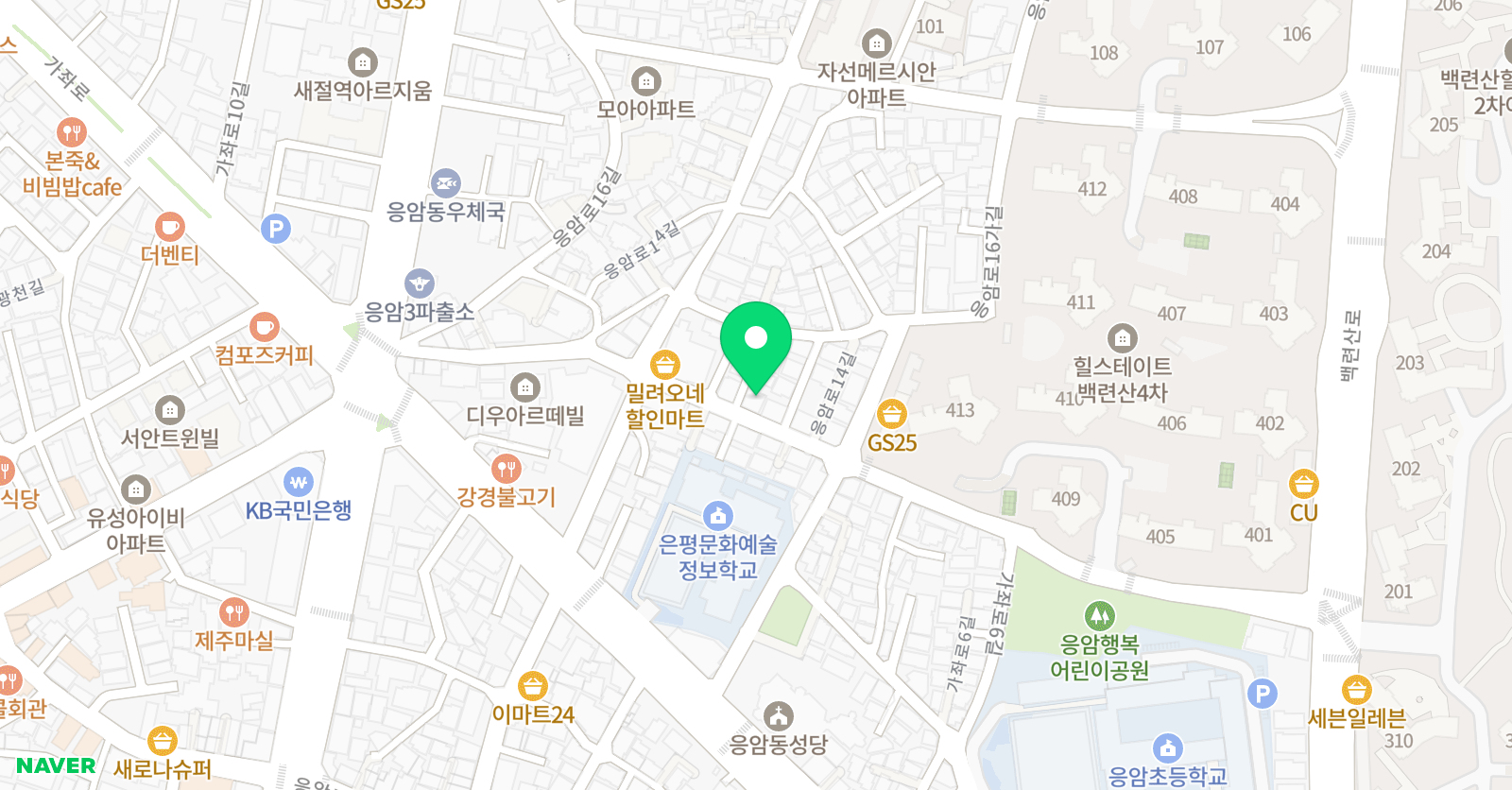 비끄아트 미술학원 백련산점 위치