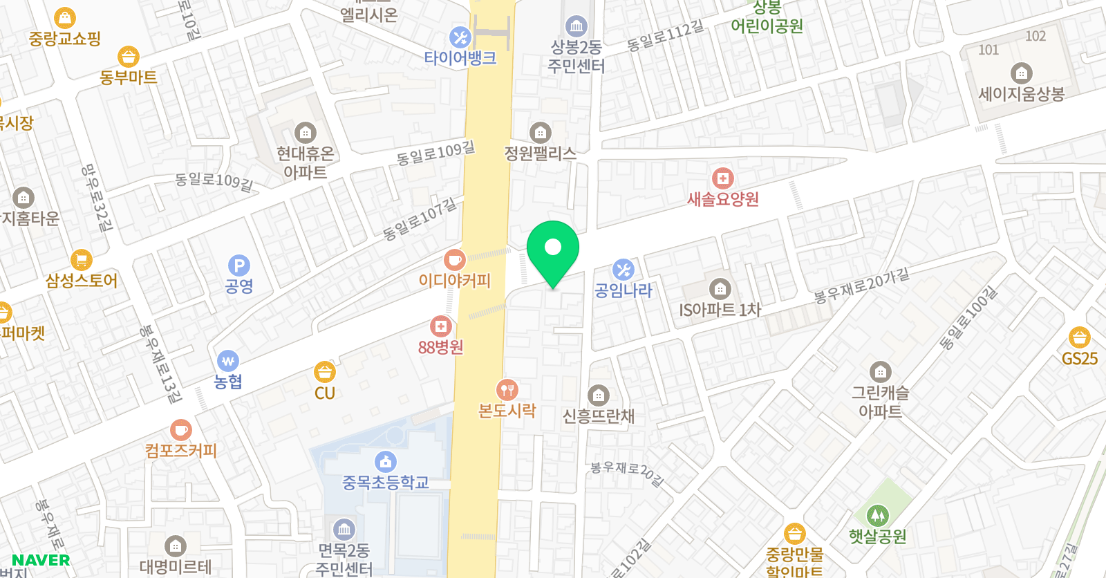쎈수학러닝센터 면목캠퍼스 위치