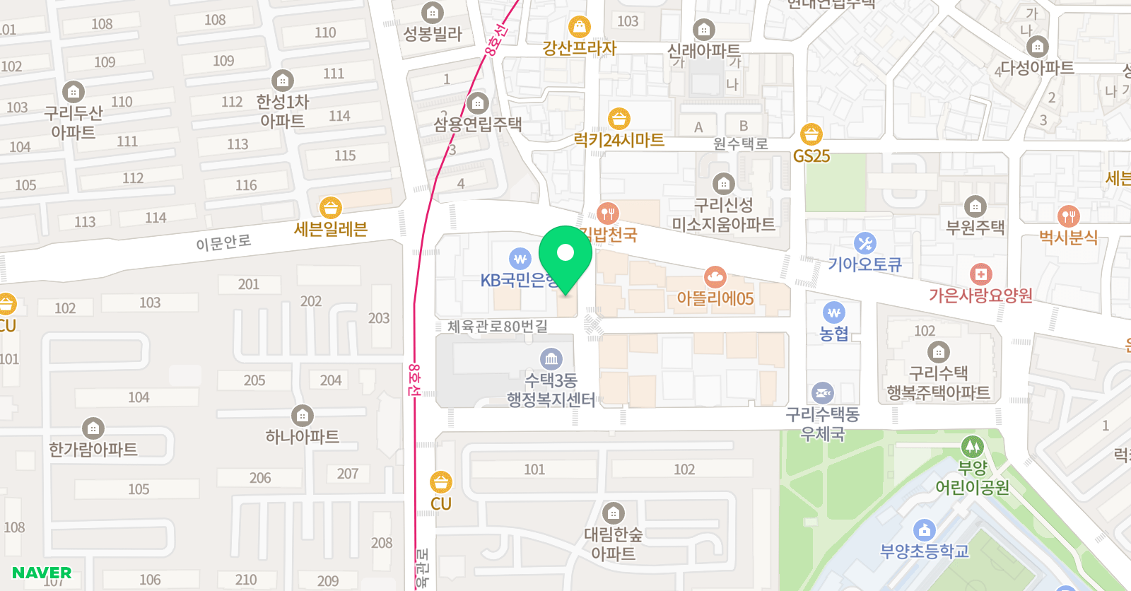 GnP 고수프리미엄 학원 수택센터 위치