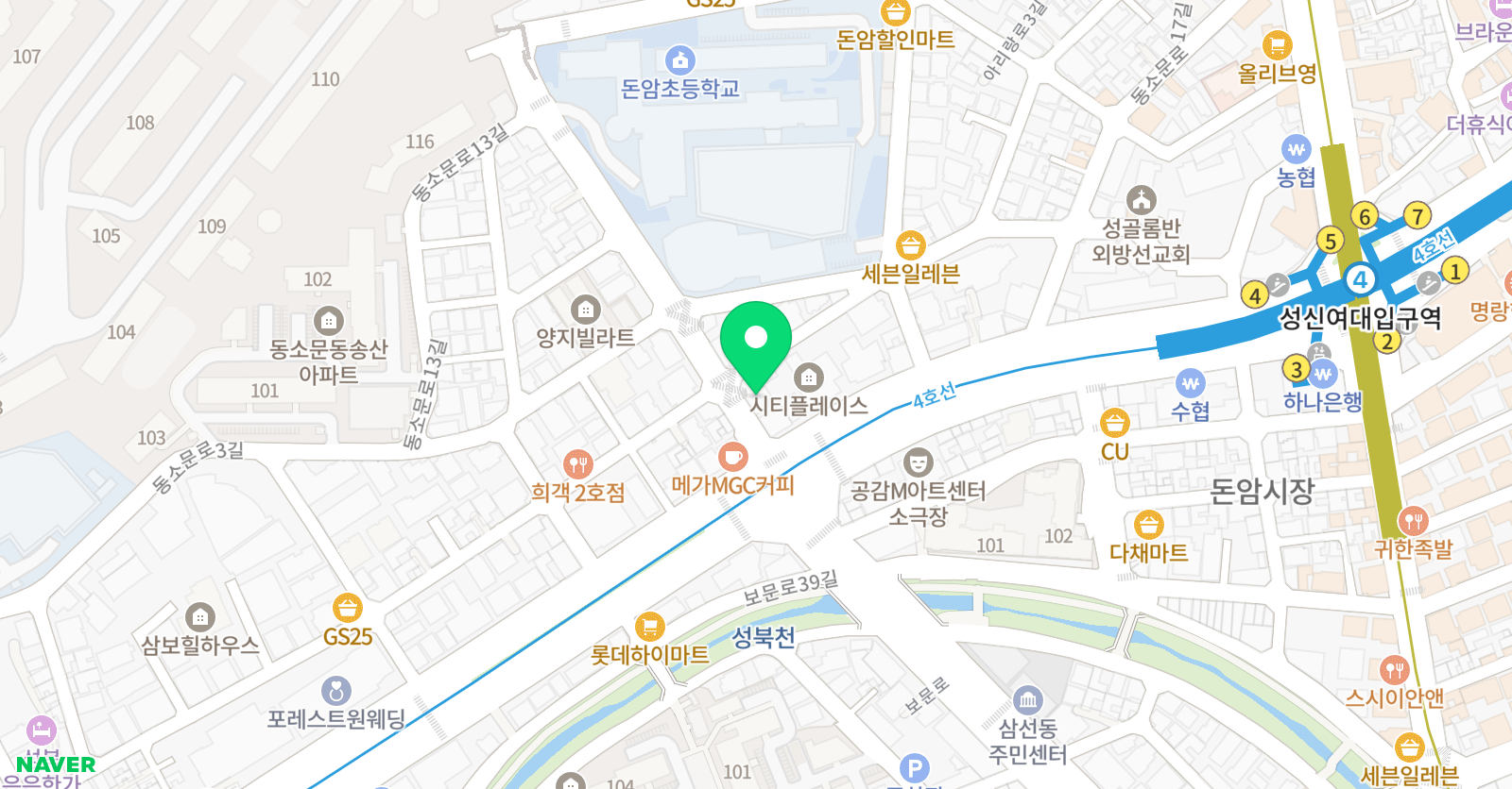 스펀지 영어수학 학원 위치
