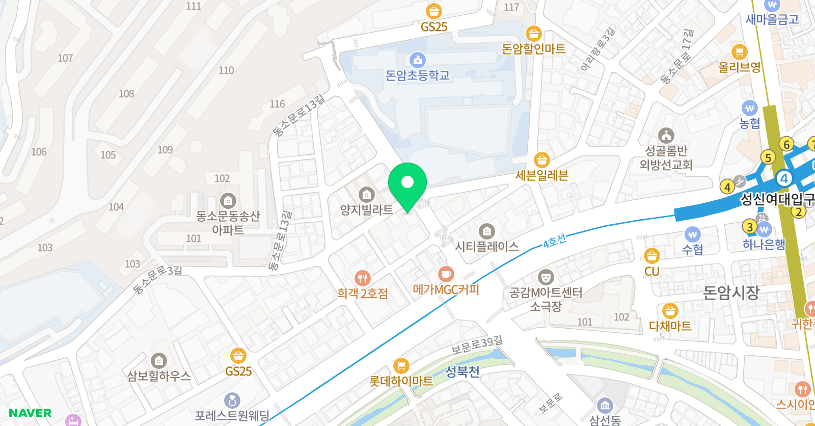 한양발레 성북점 위치